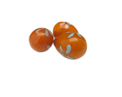 24 x 18mm Orange Floral Lampwork Egg Glass Bead, 1 bead, NO Hole 24 x 18mm Orange Floral Lampwork Egg Glass Bead, 1 bead, NO Hole