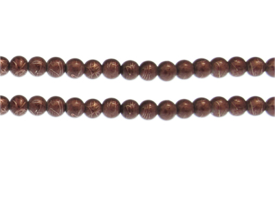 6mm Light Copper Drizzled Glass Bead, approx. 43 beads
