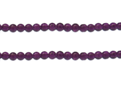 6mm Dark Purple Crackle Glass Bead, approx. 74 beads