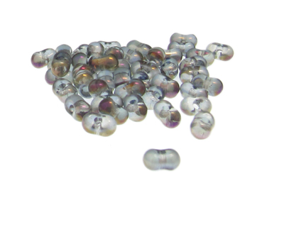 Approx. 1.2oz. x 8x6mm Dark Silver Luster Glass Peanut Beads