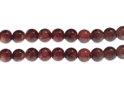 10mm Red/Gray Duo-Style Glass Bead, approx. 17 beads