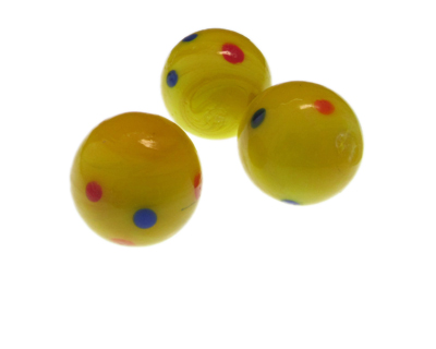24mm Yellow Dot Lampwork Glass Bead, 1 bead, NO Hole 24mm Yellow Dot Lampwork Glass Bead, 1 bead, NO Hole
