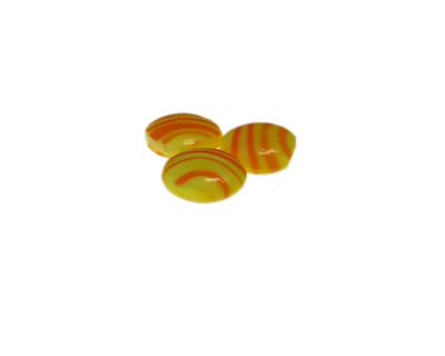 18mm Yellow Stripe Lampwork Glass Bead, 1 bead, NO Hole