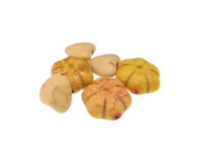 Yellow Dyed Turquoise Heart/Flower Bead Mix, 6 beads Yellow Dyed Turquoise Heart/Flower Bead Mix, 6 beads