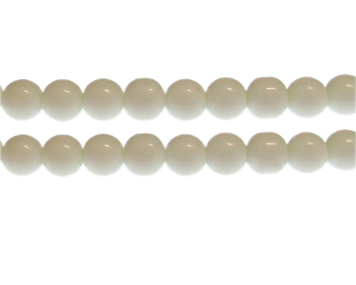 10mm White Solid Color Glass Bead, approx. 20 beads