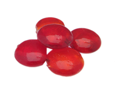 24mm Red Foil Lampwork Glass Bead, 5 beads
