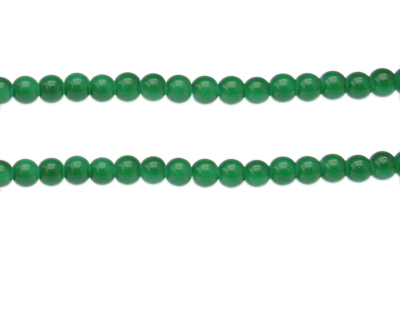 6mm Green Jade-Style Glass Bead, approx. 76 beads