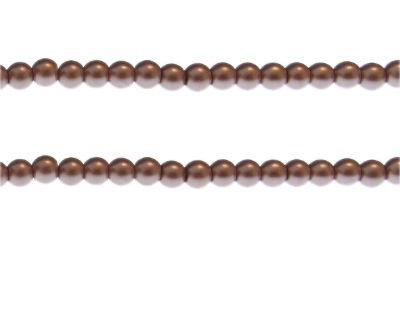6mm Copper Glass Pearl Bead, approx. 68 beads