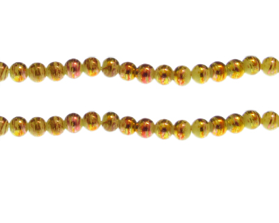 6mm Yellow Mellow Abstract Glass Bead, approx. 43 beads
