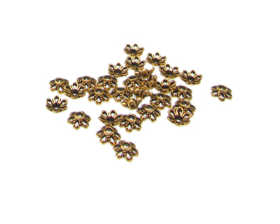 6mm Metal Gold Bead Cap, approx. 30 caps