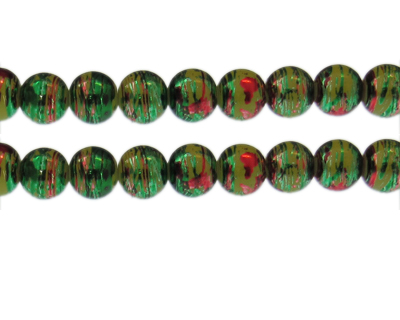 10mm Jungle Abstract Glass Bead, approx. 17 beads