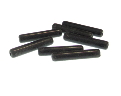 30 x 6mm Black Tube Pressed Glass Bead, 8 beads