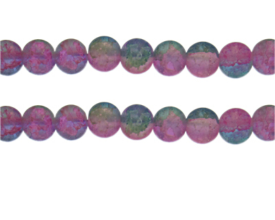 10mm 3-Color Pastel Crackle Frosted Bead, approx. 17 beads