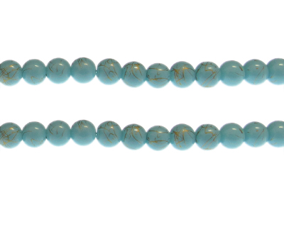 8mm Pale Blue Sparkle Abstract Glass Bead, approx. 37 beads