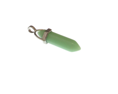 (image for) 40 x 14mm Pale Green Gemstone Pendant with silver bale