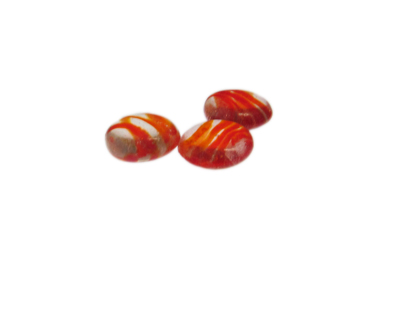 (image for) 18mm Red Stripe Lampwork Glass Bead, 1 bead, NO Hole