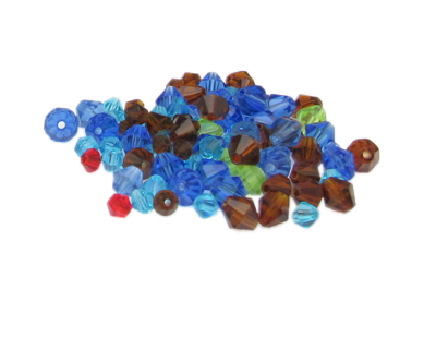 Approx. 1oz. Faceted Glass Bicone Bead Mix