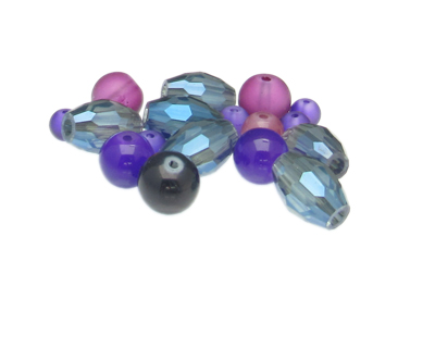 Approx. 1oz. Stunning Purple Designer Glass Bead Mix