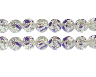 12mm Lavender Crackle Spray Glass Bead, approx. 18 beads