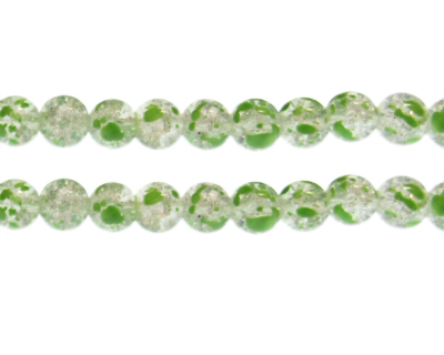 10mm Greenbrier Crackle Spray Glass Bead, approx. 23 beads