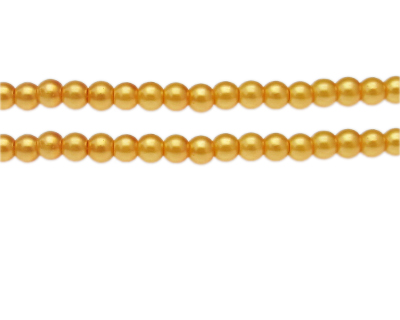 6mm Yellow Glass Pearl Bead, approx. 78 beads
