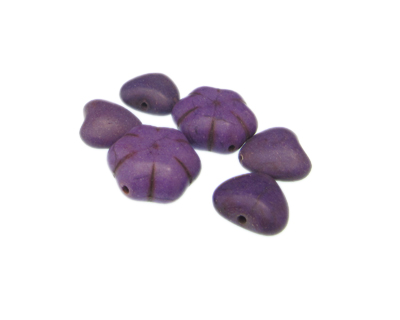 Purple Dyed Turquoise Heart/Flower Bead Mix, 6 beads Purple Dyed Turquoise Heart/Flower Bead Mix, 6 beads