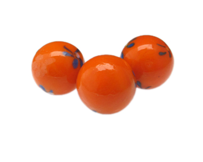 24mm Orange Dot Lampwork Glass Bead, 5 beads, NO Hole