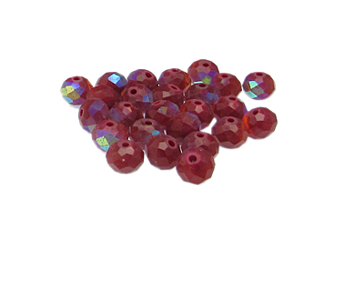 Approx. 1.2oz. x 8 x 6mm Red AB Finish Faceted Glass Bead