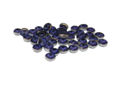 Approx. 1oz. x 6x4mm Purple Rondelle Glass Bead w/Silver Line