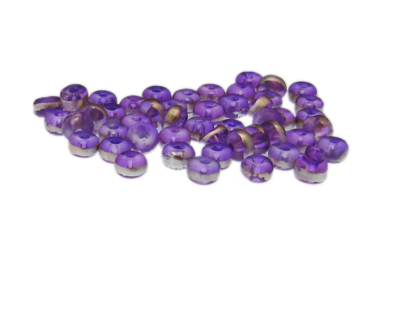 (image for) Approx. 1oz. x 6x4mm Violet Rondelle Glass Bead w/Silver Line