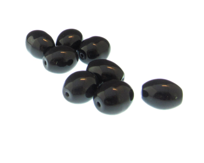 16 x 12mm Black Oval Glass Bead, 8 beads 16 x 12mm Black Oval Glass Bead, 8 beads