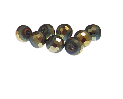 12mm Silver Druzy-Style w/ Line Faceted Glass Bead, 8 beads, lar