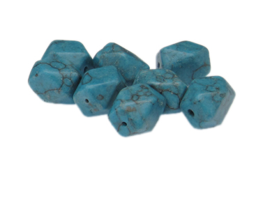 14 x 10mm Turquoise Faceted Gemstone Bead, 14 beads