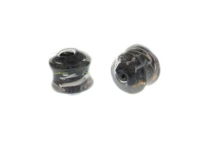 (image for) 20mm Black Pattern Lampwork Glass Bead, 2 beads - Click Image to Close