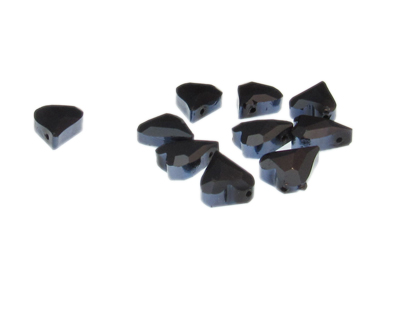 12 x 10mm Gunmetal Electroplated Heart Glass Bead, 10 beads