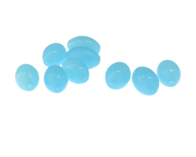 14 x 10mm Turquoise Semi-Opaque Oval Glass Bead, 8 beads