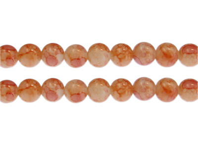 10mm Orange Marble-Style Glass Bead, approx. 16 beads