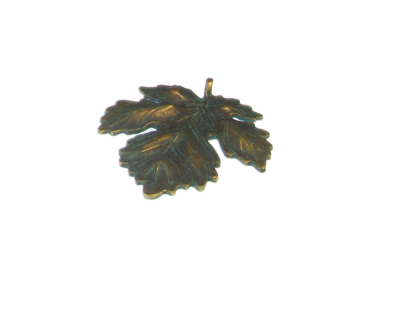 38 x 34mm Leaf Blue Petina Metal Pendant