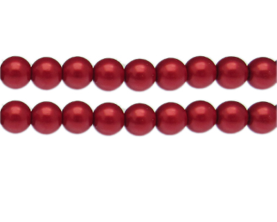 10mm Red Glass Pearl Bead, approx. 22 beads