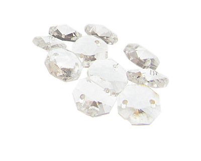 (image for) Approx. 1 oz. x 14mm Crystal Faceted 2-hole Glass Bead - Click Image to Close