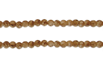 (image for) 6mm Sandy Brown Marble-Style Glass Bead, approx. 68 beads