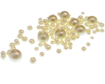 (image for) Approx. 1oz. x 2-8mm Cream Glass Pearl Bead