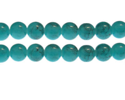 12mm Aqua Marble-Style Glass Bead, approx. 18 beads