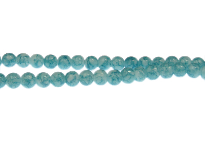 6mm Soft Turquoise Marble-Style Glass Bead, approx. 70 beads