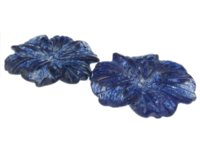 40mm Blue Quartz Flower, 2 flowers, NO hole