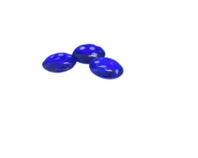 18mm Blue Dot Lampwork Glass Bead, 1 bead, NO Hole
