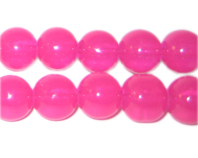 (image for) 12mm Hot Pink Jade-Style Glass Bead, approx. 18 beads - Click Image to Close