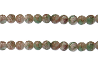 8mm Jungle Swirl Marble-Style Glass Bead, approx. 36 beads