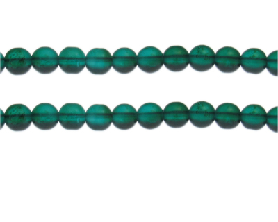 8mm Deep Aqua Semi-Matte Glass Bead, approx. 32 beads