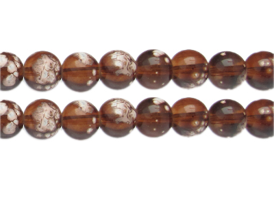 12mm Brown Spray Glass Bead, approx. 14 beads